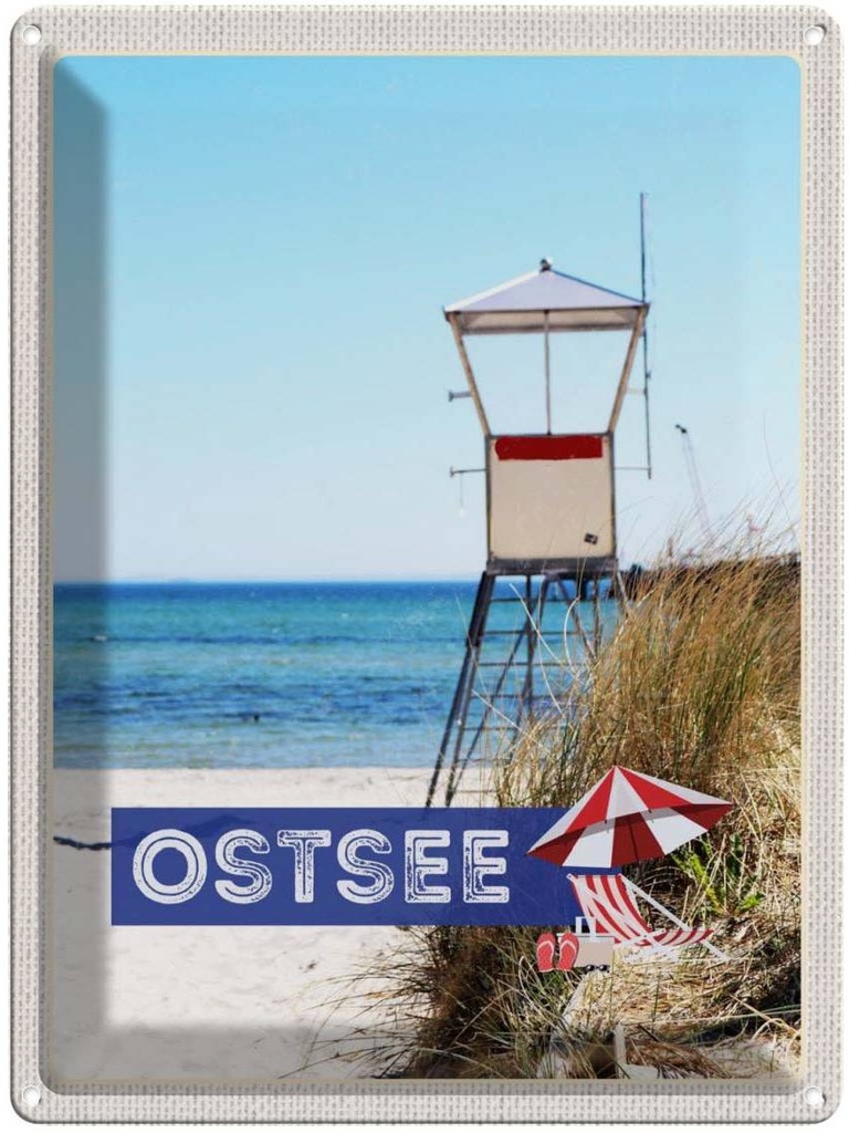 [LA-137624] Blechschild 40x30 cm Ostsee Strand Deutschland Meer Bildmotiv Reisemotiv Abenteuer Reisen Urlaub