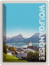 Blechschild 40x30 cm Wolfgangsee Familienurlaub See Wälder Bildmotiv Reisemotiv Abenteuer Reisen Urlaub