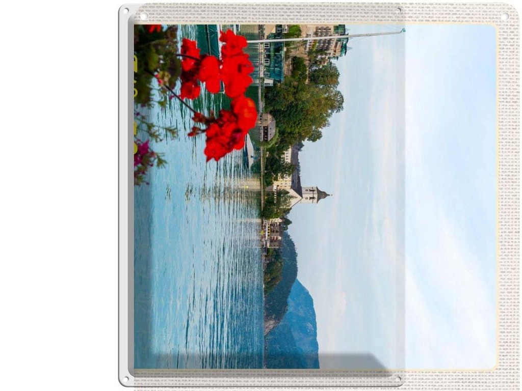 [LA-137796] Blechschild 40x30 cm Wolfgangsee See Familienurlaub Natur Bildmotiv Reisemotiv Abenteuer Reisen Urlaub