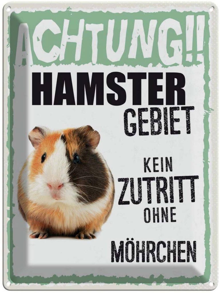 [LA-137878] Blechschild 40x30 cm Tiere Achtung Hamster Gebiet Tier Haustier