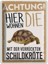 Blechschild 40x30 cm Tiere Achtung hier kröte Tier Haustier