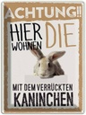 Blechschild 40x30 cm Tiere Achtung hier Kaninchen Tier Haustier