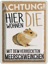 Blechschild 40x30 cm Tiere Achtung hier Meerschweinchen Tier Haustier