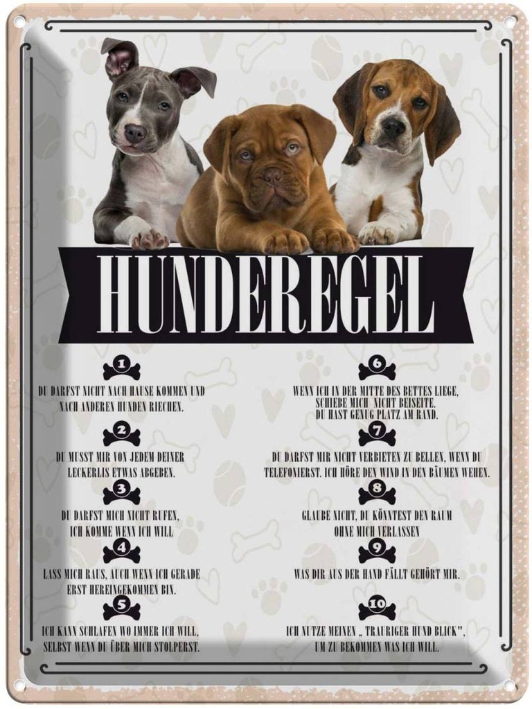 [LA-137891] Blechschild 40x30 cm Hunderegel du darfst mich nicht rufen Tier Haustier Hund