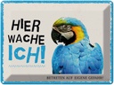 Blechschild 30x40 cm Papagei hier wache ich eigene Gefahr Tier Haustier