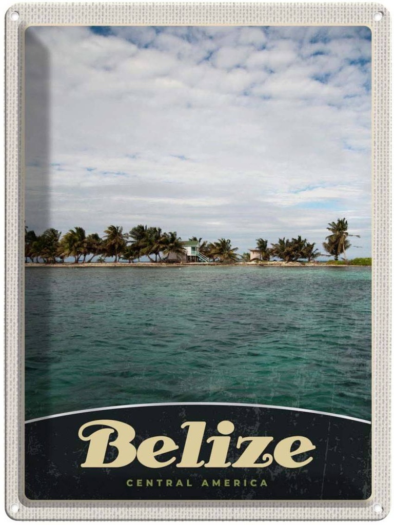 [LA-137953] Blechschild 40x30 cm Belize Central Urlaub Amerika Strand Bildmotiv Reisemotiv Abenteuer Reisen USA