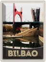 Blechschild 40x30 cm Bilbao Spanien Brücke Bildmotiv Reisemotiv Abenteuer Reisen Urlaub