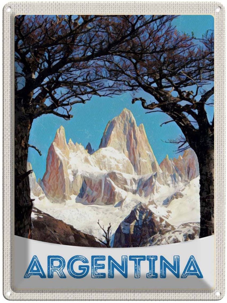 [LA-137961] Blechschild 40x30 cm Argentinien Gebirge Wanderung Bildmotiv Reisemotiv Abenteuer Reisen Amerika USA Urlaub