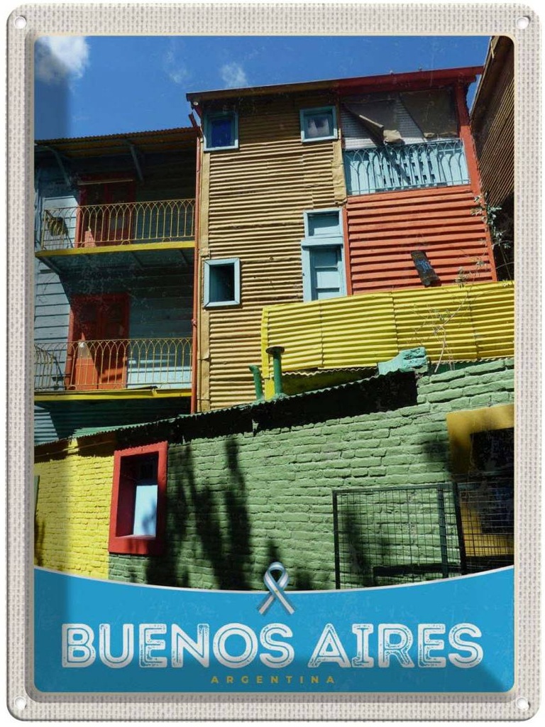 [LA-137964] Blechschild 40x30 cm Buenos Aires Urlaub Argentinien Häuser Bildmotiv Reisemotiv Abenteuer Reisen Amerika USA