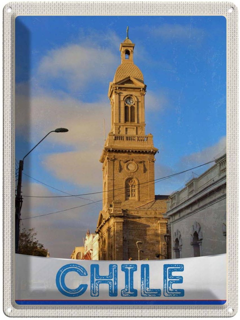 [LA-137968] Blechschild 40x30 cm Chile Stadt Architektur Europa Bildmotiv Reisemotiv Abenteuer Reisen Urlaub Häuser
