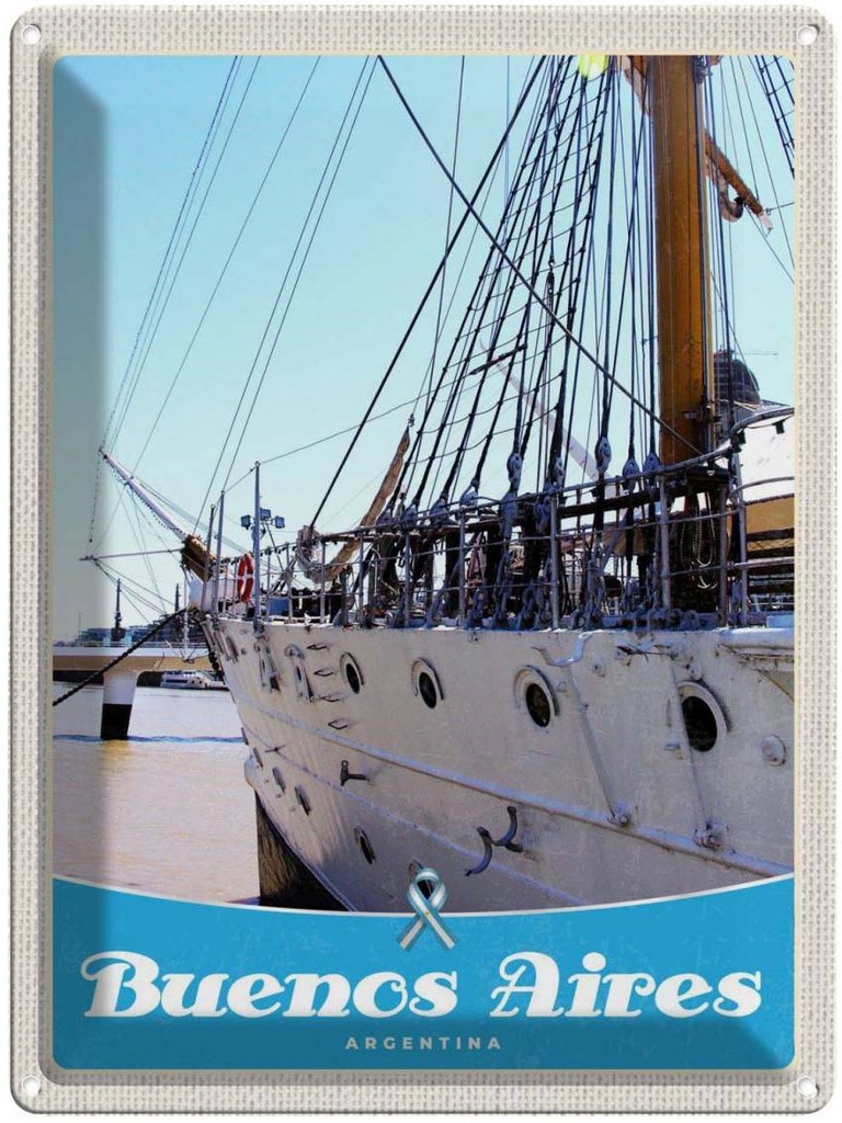 [LA-137969] Blechschild 40x30 cm Buenos Aires Urlaub Argentinien Schiff Bildmotiv Reisemotiv Abenteuer Reisen Amerika USA