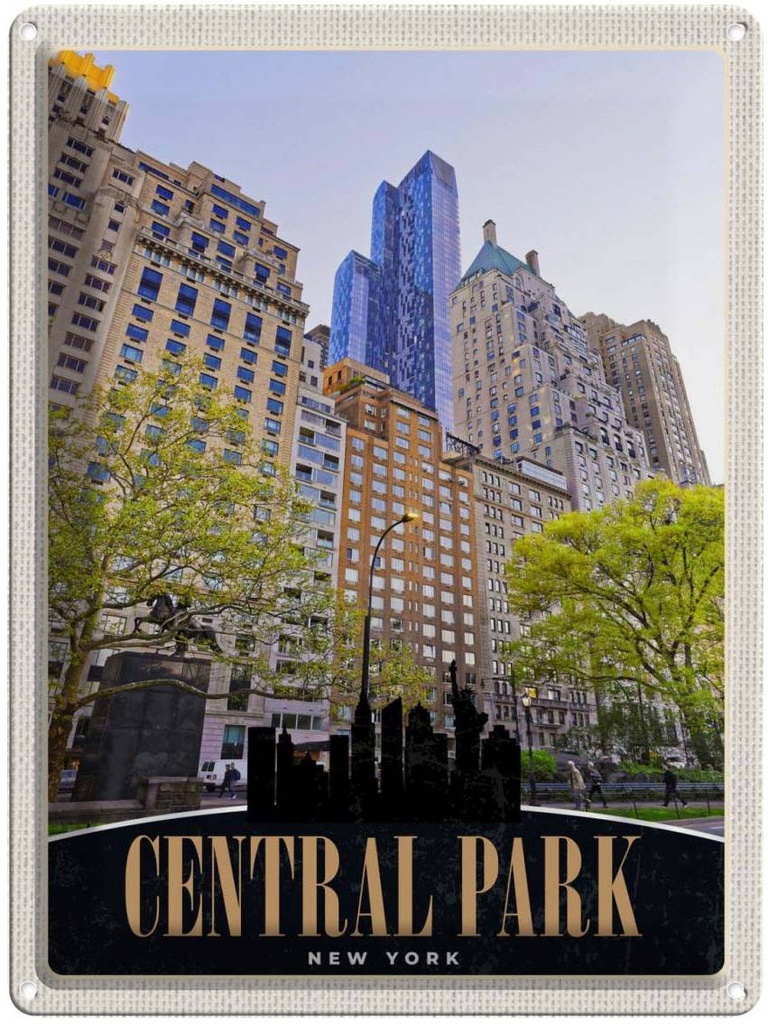 [LA-137981] Blechschild 40x30 cm Central Park Amerika USA Urlaub New York Hochhaus Bildmotiv Reisemotiv Abenteuer Reisen