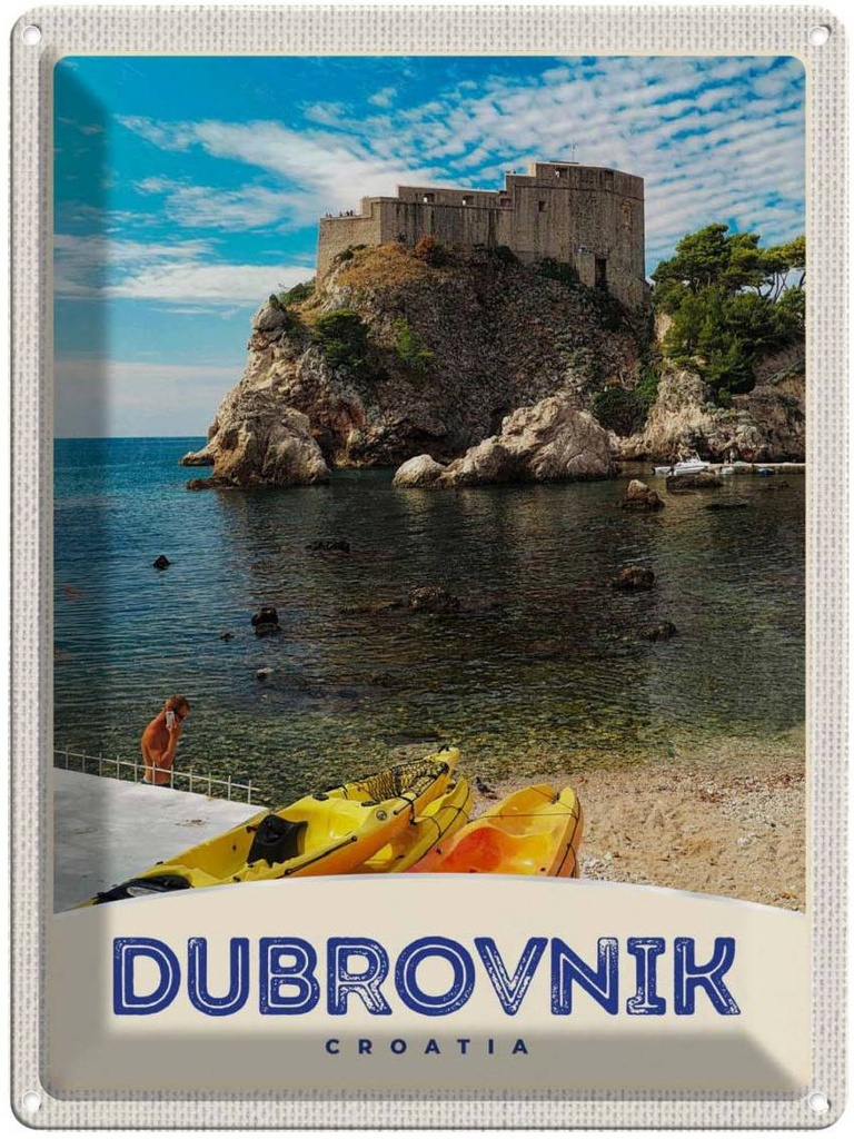 [LA-138004] Blechschild 40x30 cm Debrovnik Kroatien Häuser Architektur Meer Bildmotiv Reisemotiv Abenteuer Reisen Europa Urlaub