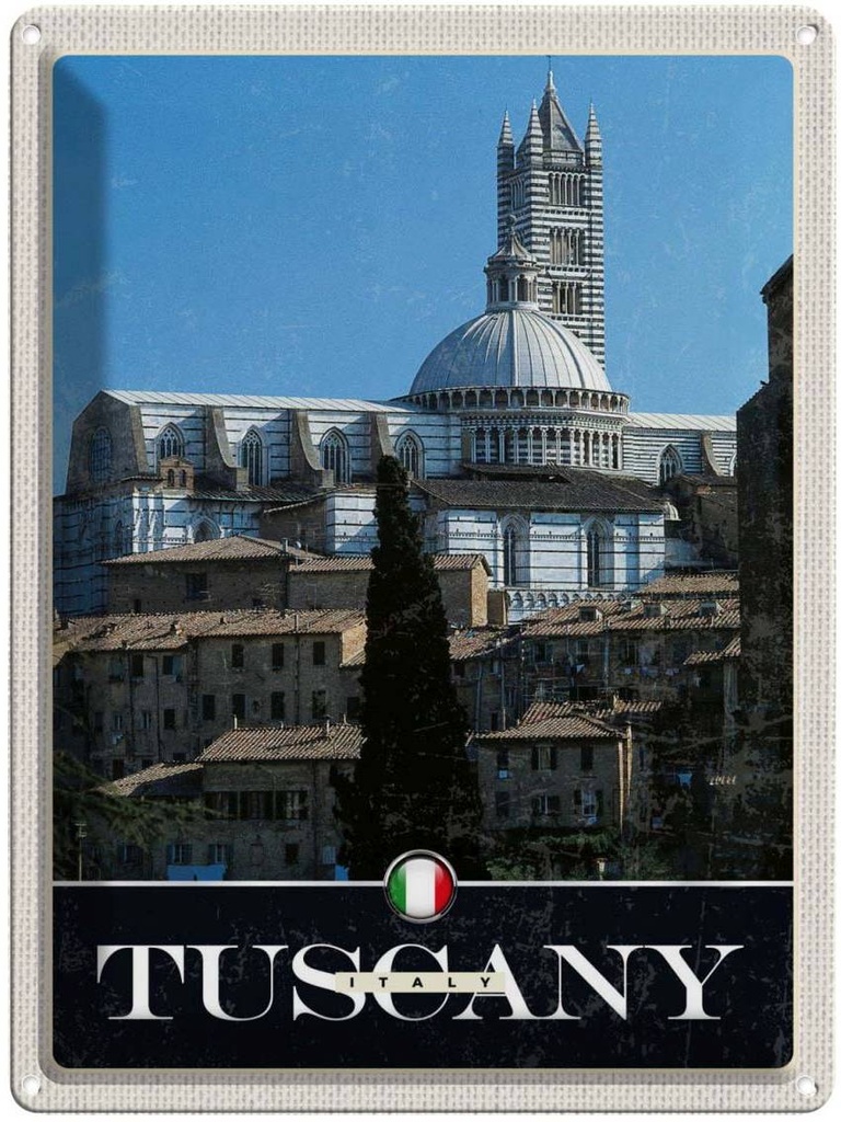 [LA-138044] Blechschild 40x30 cm Toskana Italien Häuser Architektur Gebäude Bildmotiv Reisemotiv Abenteuer Reisen Europa Urlaub