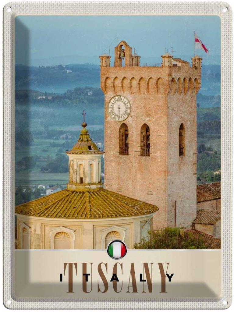 [LA-138054] Blechschild 40x30 cm Toskana Italien Häuser Architektur Kirche Bildmotiv Reisemotiv Abenteuer Reisen Europa Urlaub