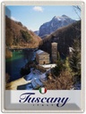 Blechschild 40x30 cm Toskana Italien Häuser Architektur Gebirge Bildmotiv Reisemotiv Abenteuer Reisen Europa Urlaub