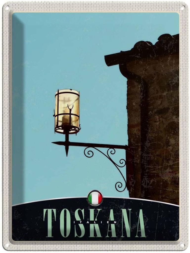 [LA-138074] Blechschild 40x30 cm Toskana Italien Häuser Architektur Laterne Bildmotiv Reisemotiv Abenteuer Reisen Europa Urlaub