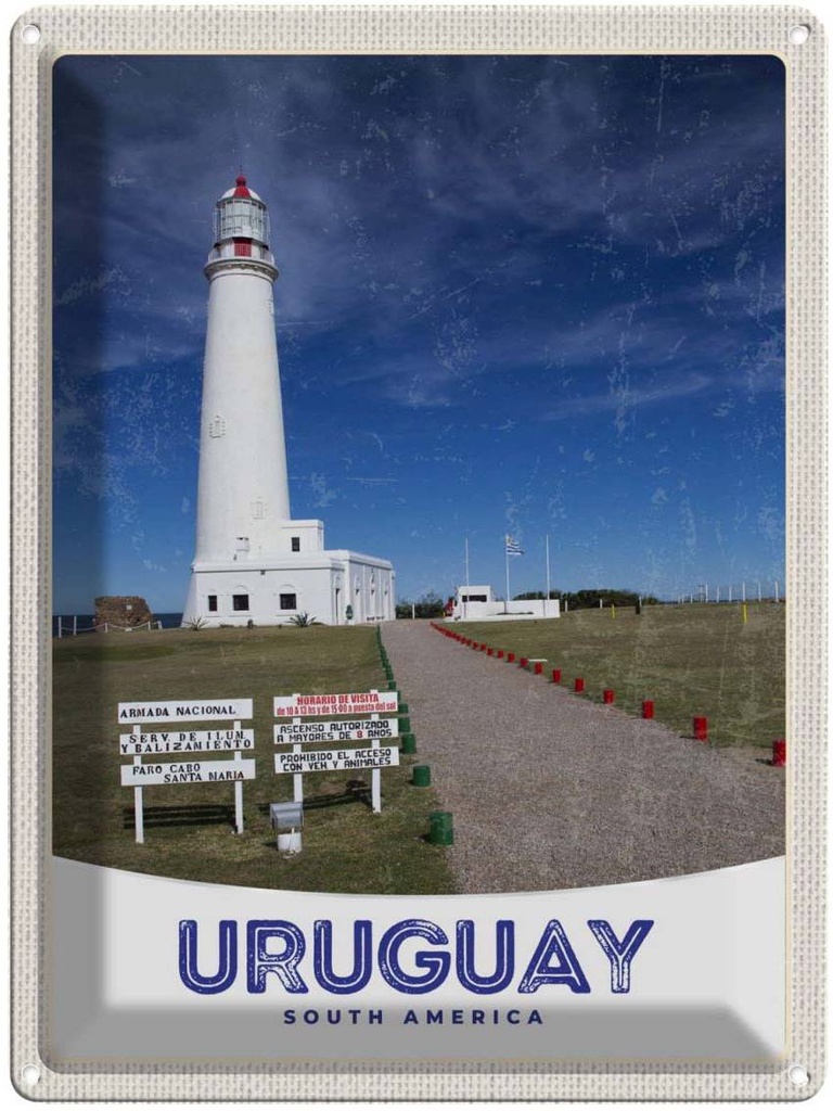 [LA-138087] Blechschild 40x30 cm Uruguay Amerika Urlaub USA Leuchtturm Bildmotiv Reisemotiv Abenteuer Reisen