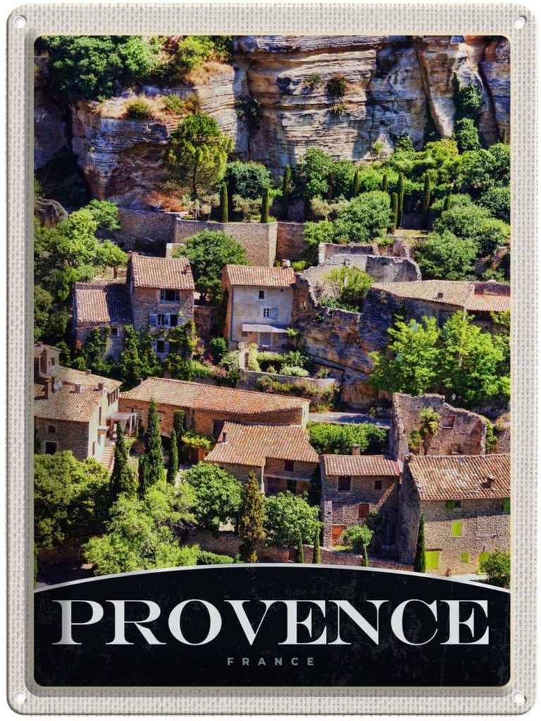 [LA-138115] Blechschild 40x30 cm Provence Frankreich Natur Gebäude Bildmotiv Reisemotiv Abenteuer Reisen Europa Urlaub