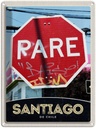 Blechschild 40x30 cm Santiago De USA Urlaub Chile Amerika rotes Bildmotiv Reisemotiv Abenteuer Reisen