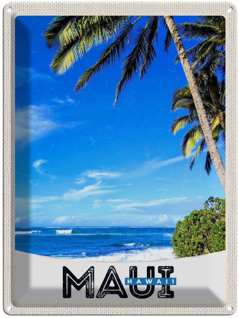 [LA-138129] Blechschild 40x30 cm Maui Hawaii USA Urlaub Insel Strand Bildmotiv Reisemotiv Abenteuer Reisen Amerika