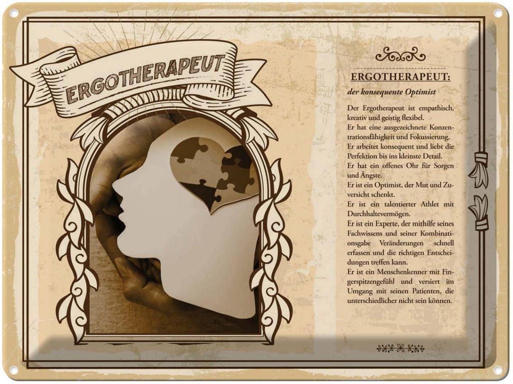 [LA-138193] Blechschild 30x40 cm Ergotherapeut emphathisch flexibel Beruf Arbeit