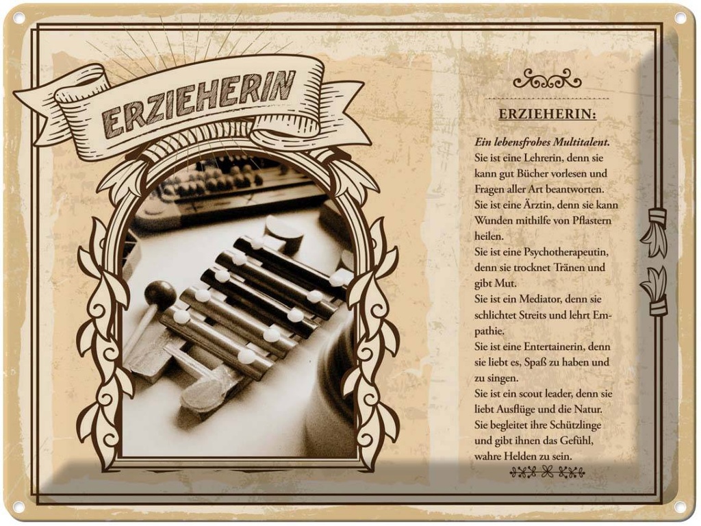 [LA-138196] Blechschild 30x40 cm Erzieherin Lehrerin Bücher Beruf Arbeit