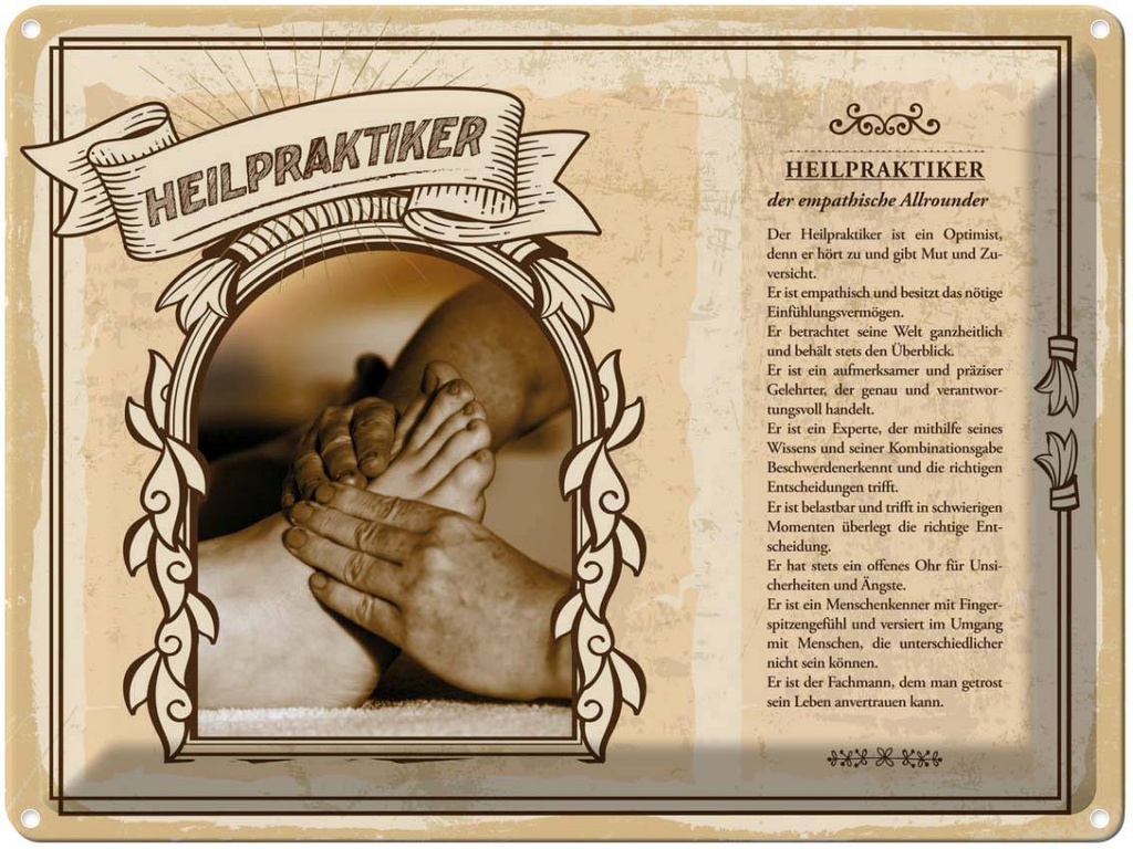[LA-138219] Blechschild 30x40 cm Heilpraktiker Allrounder Optimist Beruf Arbeit