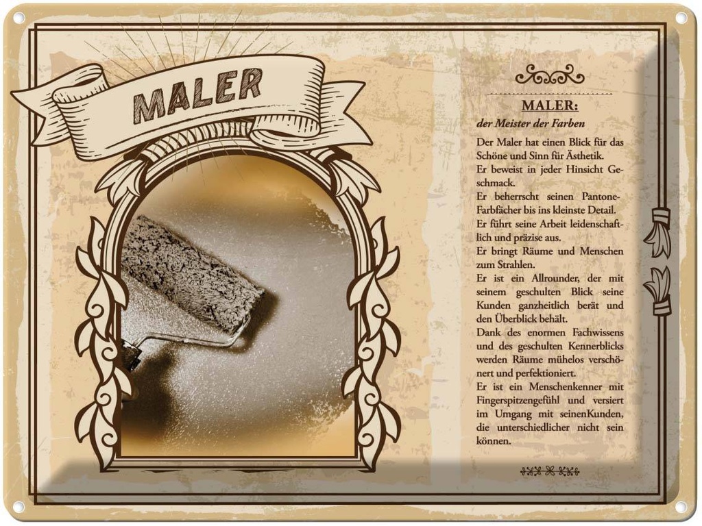 [LA-138245] Blechschild 30x40 cm Maler Meister der Farben streichen Beruf Arbeit