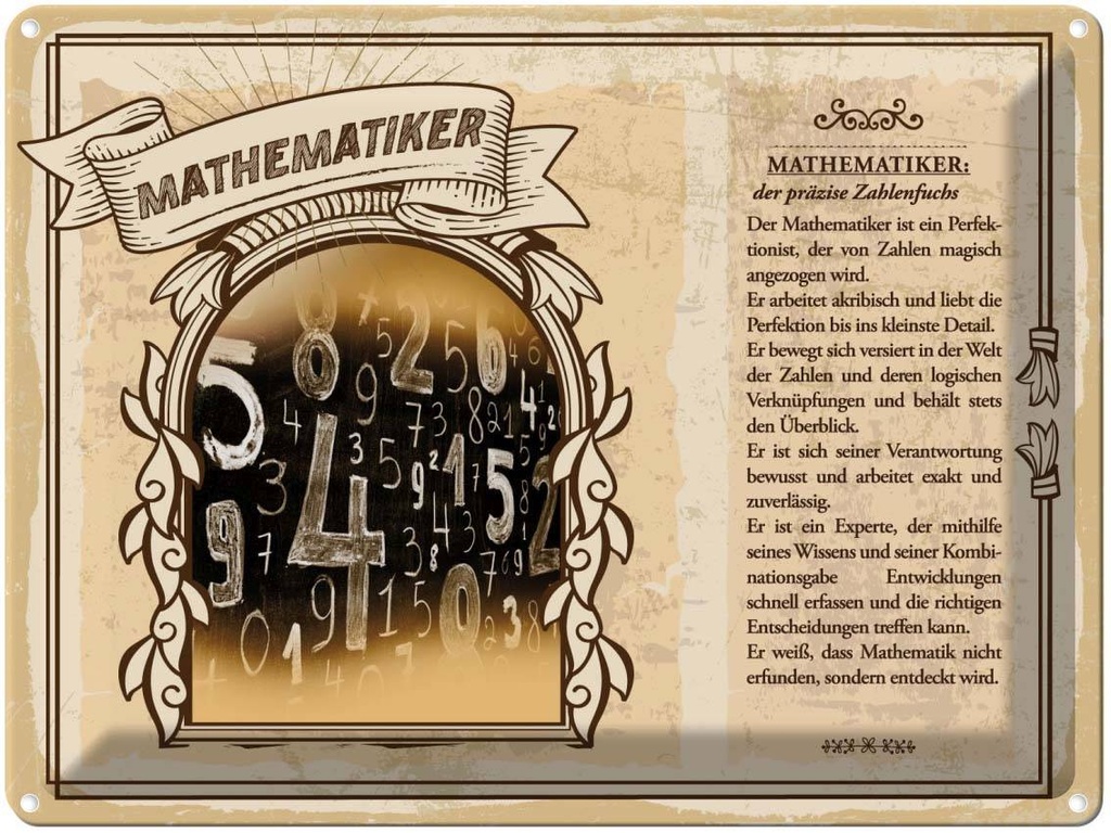 [LA-138246] Blechschild 30x40 cm Mathematiker präziser Zahlenfuchs Beruf Arbeit