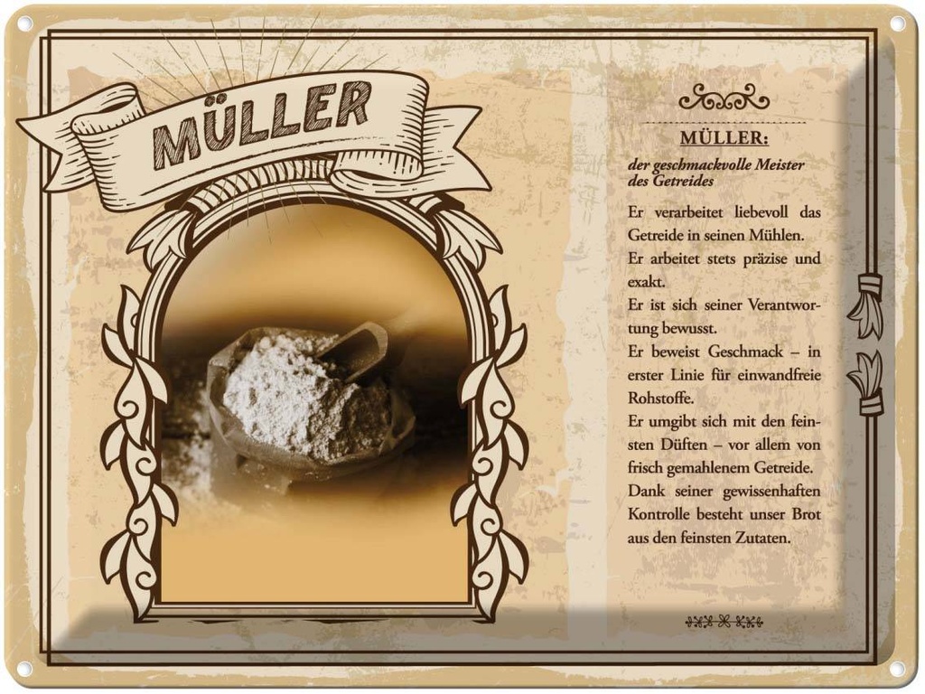 [LA-138251] Blechschild 30x40 cm Müller Meister des Getreides Beruf Arbeit Dekoration