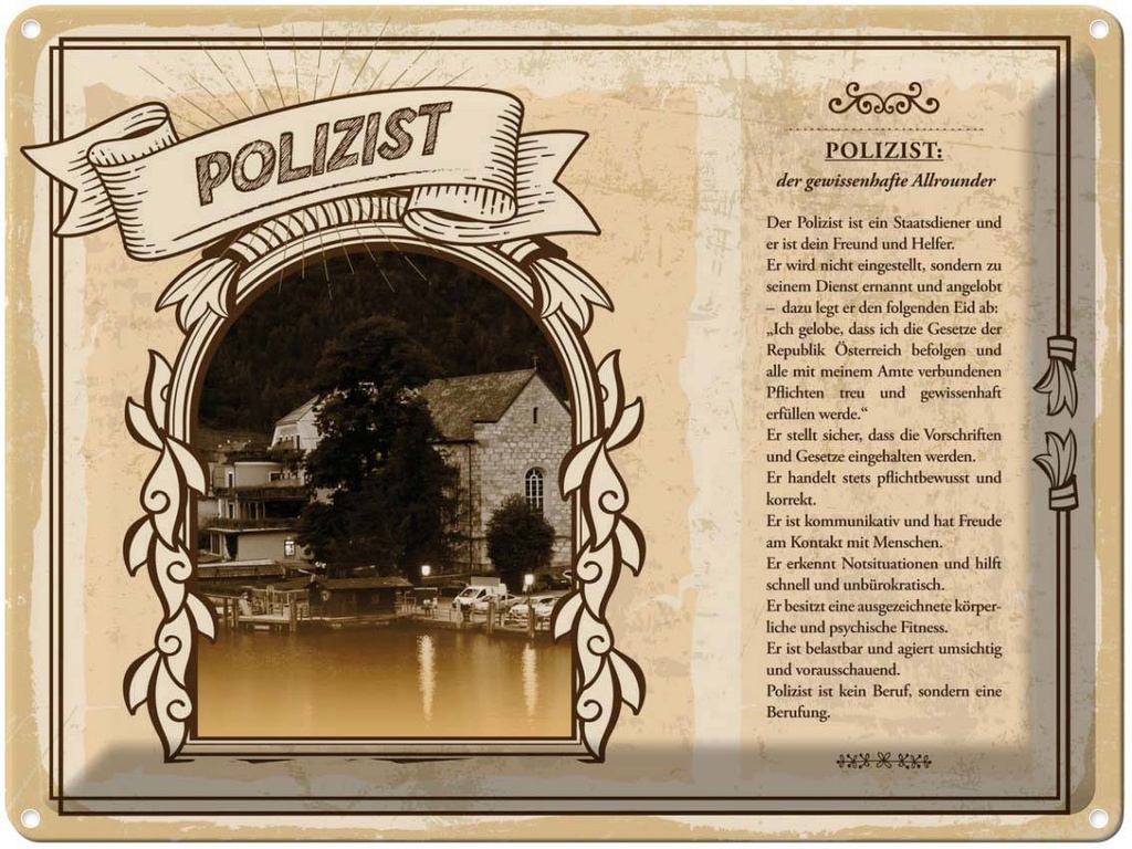 [LA-138260] Blechschild 30x40 cm Polizist Staatsdiener Ordnung Beruf Arbeit