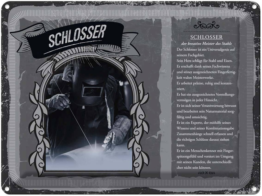 [LA-138267] Blechschild 30x40 cm Schlosser kreativer Meister Beruf Arbeit
