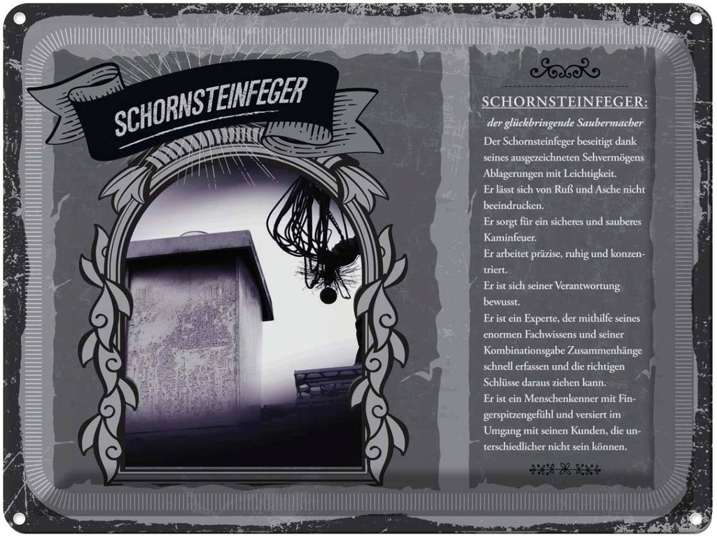 [LA-138270] Blechschild 30x40 cm Schornsteinfeger Leichtigkeit Beruf Arbeit