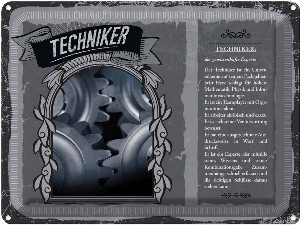 [LA-138282] Blechschild 30x40 cm Techniker Herz schlägt für Mathe Beruf Arbeit