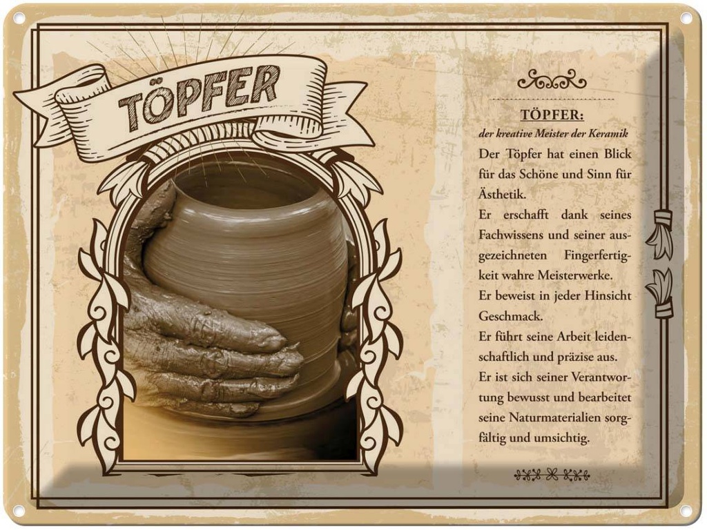 [LA-138287] Blechschild 30x40 cm Töpfer Meister kreativ Beruf Arbeit