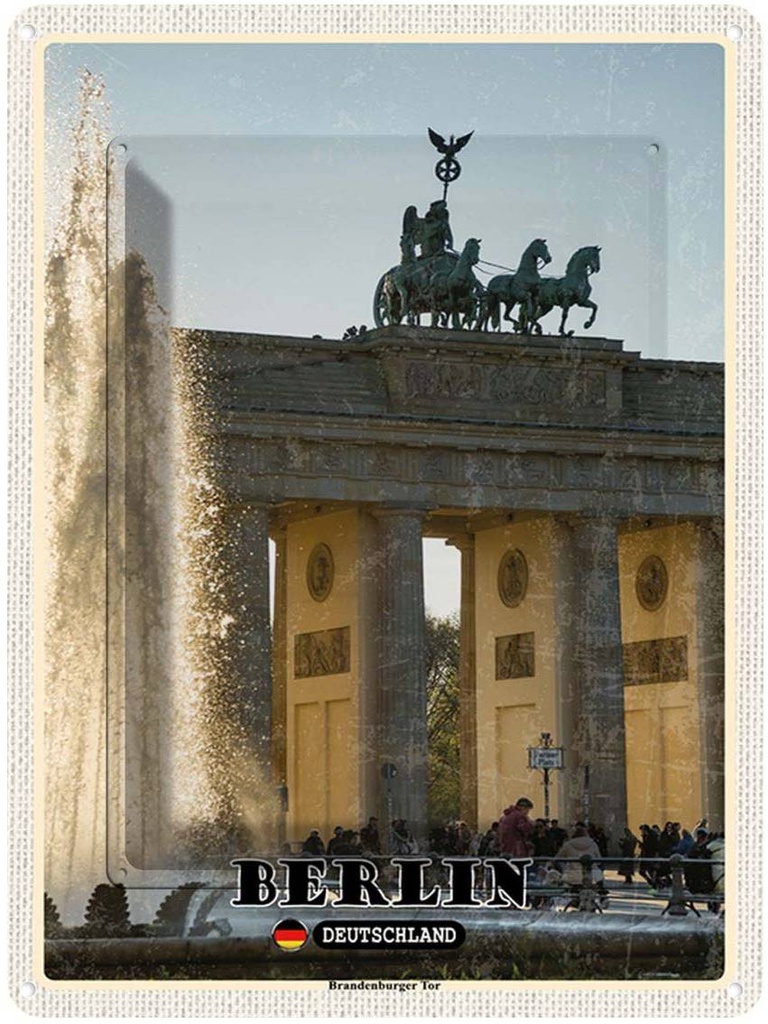 [LA-138299] Blechschild 40x30 cm Berlin Brandenburger Architektur Tor Bildmotiv Reisemotiv Abenteuer Reisen Urlaub Häuser