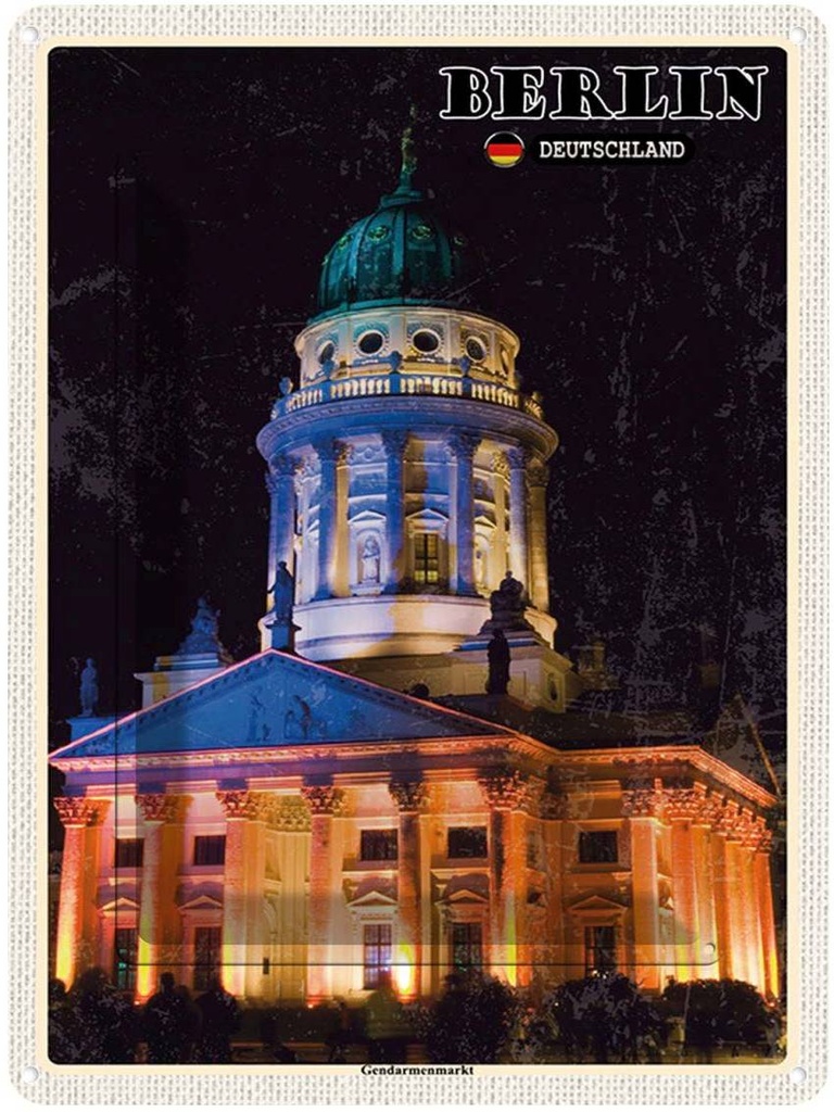 [LA-138306] Blechschild 40x30 cm Berlin Gedarmenmarkt Architektur Bildmotiv Reisemotiv Abenteuer Reisen Urlaub Häuser