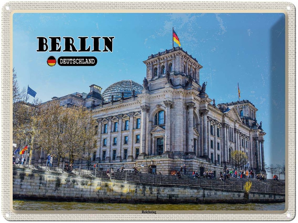 [LA-138324] Blechschild 30x40 cm Berlin Reichstag Architektur Politik Bildmotiv Reisemotiv Abenteuer Reisen Urlaub Häuser