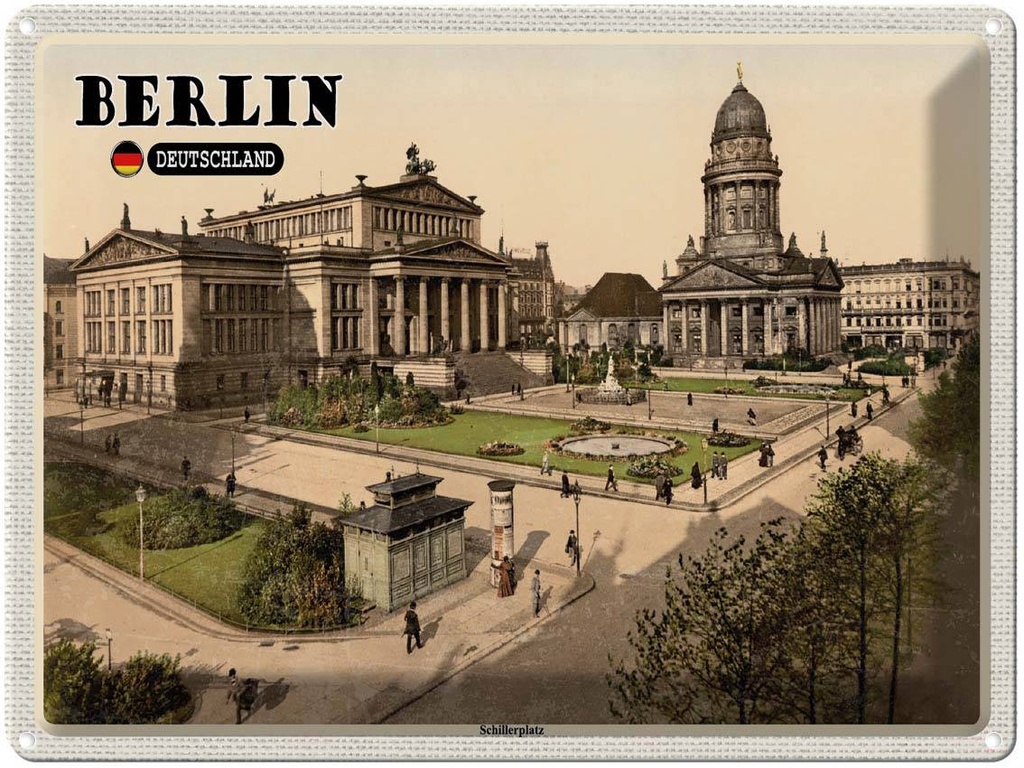 [LA-138326] Blechschild 30x40 cm Berlin Schillerplatz Architektur Bildmotiv Reisemotiv Abenteuer Reisen Urlaub Häuser