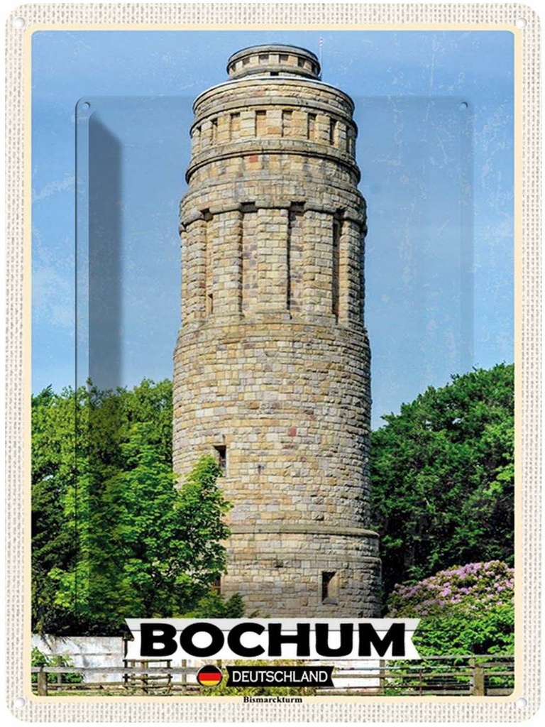 [LA-138338] Blechschild 40x30 cm Bochum Bismarkturm Architektur Bildmotiv Reisemotiv Abenteuer Reisen Urlaub Häuser