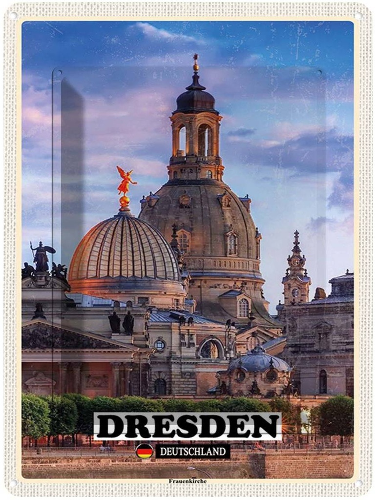 [LA-138350] Blechschild 40x30 cm Dresden Deutschland Frauenkirche Bildmotiv Reisemotiv Abenteuer Reisen Urlaub