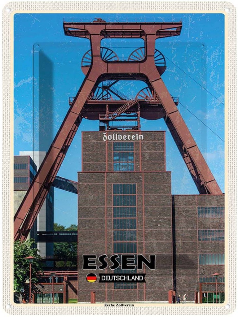 [LA-138354] Blechschild 40x30 cm Essen Deutschland Zeche Zollverein Bildmotiv Reisemotiv Abenteuer Reisen Urlaub