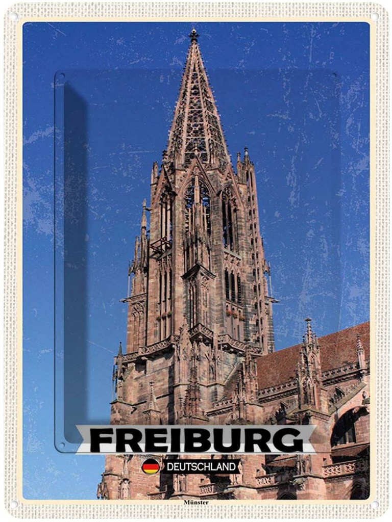 [LA-138355] Blechschild 40x30 cm Freiburg Deutschland Münster Trip Bildmotiv Reisemotiv Abenteuer Reisen Urlaub