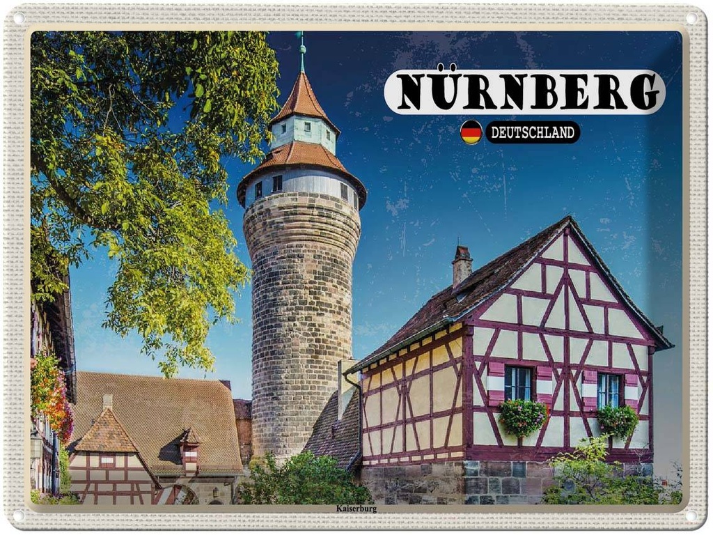 [LA-138369] Blechschild 30x40 cm Nürnberg Architektur Kaiserburg Bildmotiv Reisemotiv Abenteuer Reisen Deutschland Urlaub
