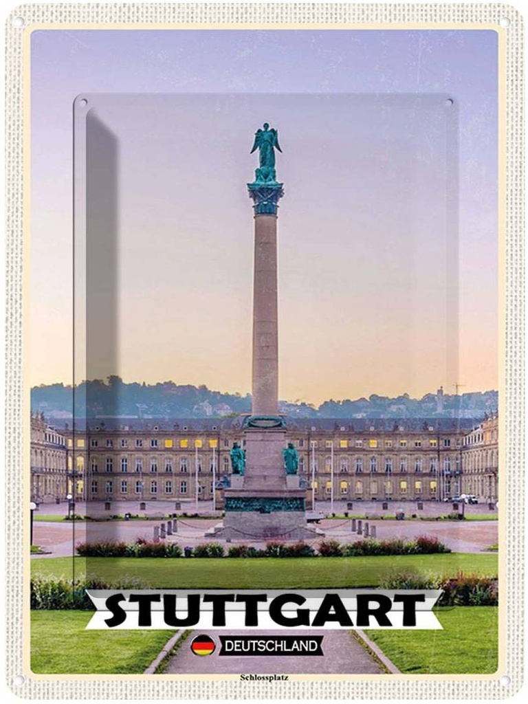 [LA-138374] Blechschild 40x30 cm Stuttgart Deutschland Schlossplatz Bildmotiv Reisemotiv Abenteuer Reisen Urlaub