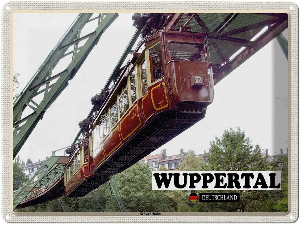 [LA-138376] Blechschild 30x40 cm Wuppertal Deutschland Schwebebahn Bildmotiv Reisemotiv Abenteuer Reisen Urlaub