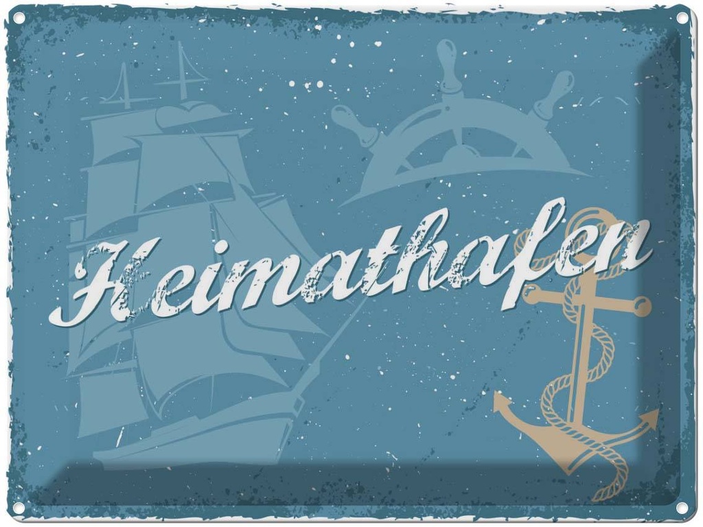 [LA-138384] Blechschild 30x40 cm Heimathafen Dekoration