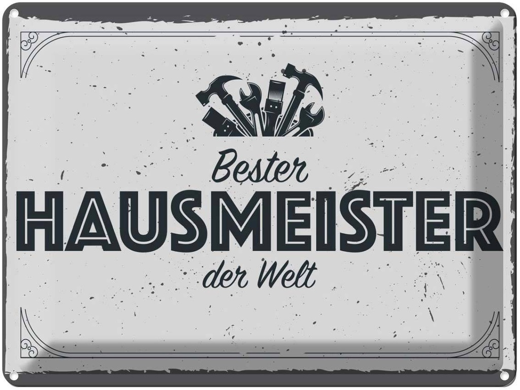 [LA-138388] Blechschild 30x40 cm Bester Hausmeister der Welt Beruf Arbeit