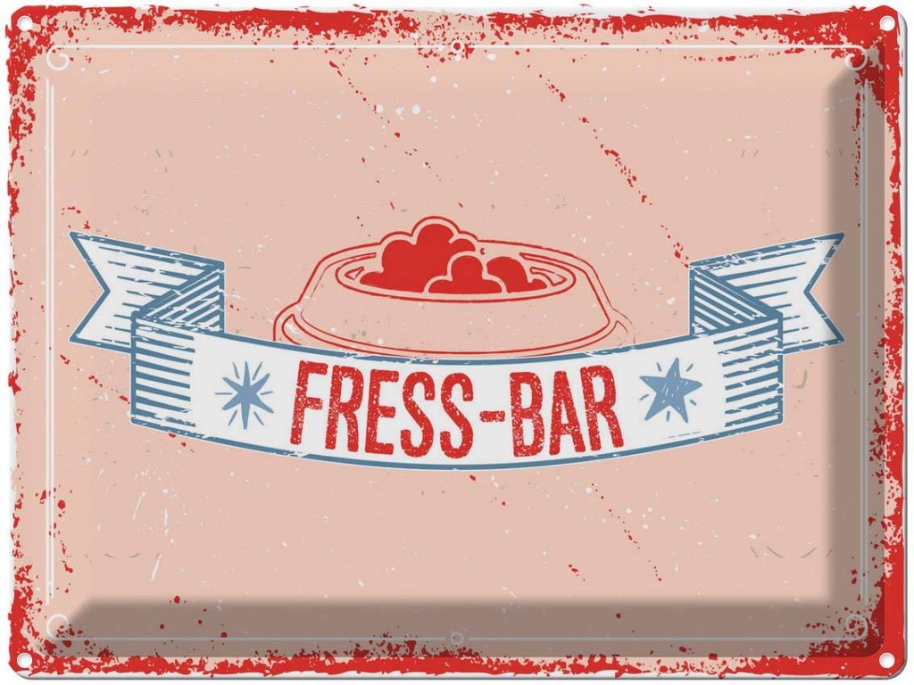 [LA-138392] Blechschild 30x40 cm Fress-Bar Tier Haustier